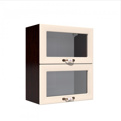 Corp superior vitrina 60 cu 2 usi orizontale Zebra MDF vanilie simplu