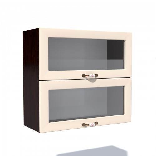 Corp superior vitrina 80 cu 2 usi orizontale Zebra MDF vanilie simplu