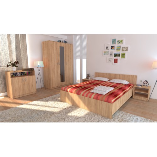 Poza Dormitor Soft Sonoma cu pat 160x200 cm