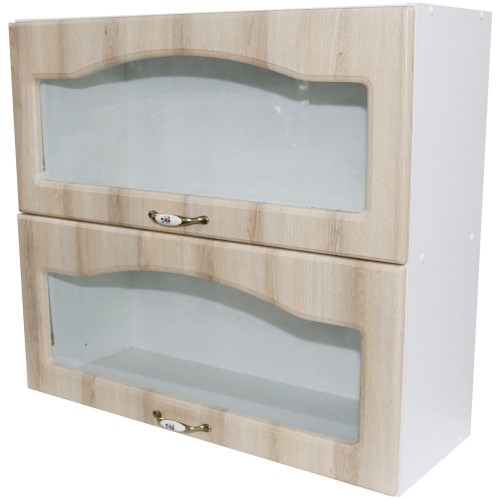 Corp superior vitrina 80 cu 2 usi orizontale Zebra MDF sonoma mustata