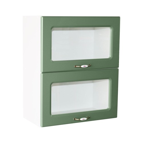 Corp superior vitrina 60 cu 2 usi orizontale Zebra MDF verde drept