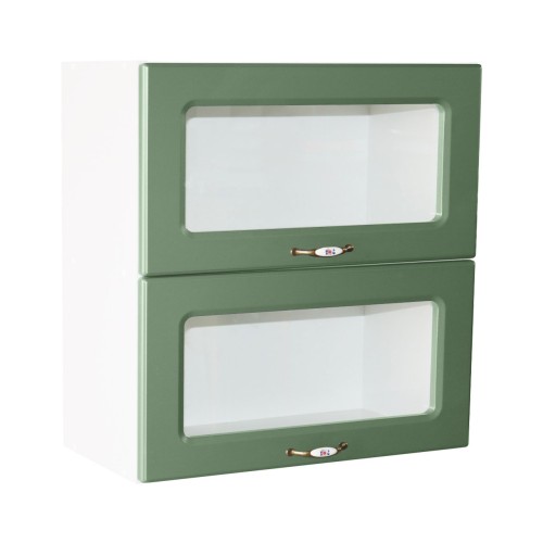 Corp superior vitrina 80 cu 2 usi orizontale Zebra MDF verde