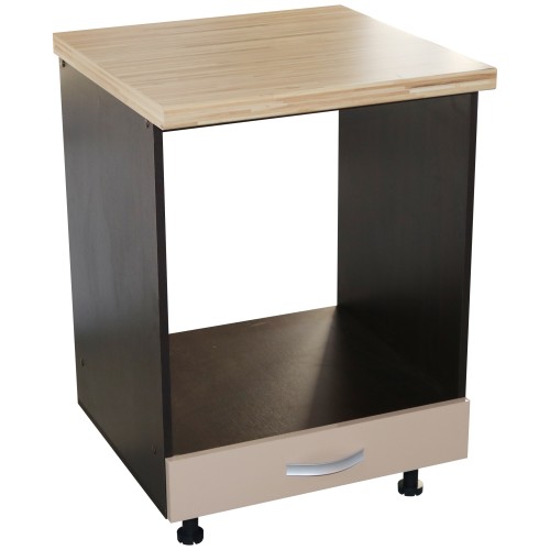 Corp pentru cuptor incorporabil cu sertar Zebra, Wenge/Cappuccino , cu blat artar, 60 x 85 x 60 cm
