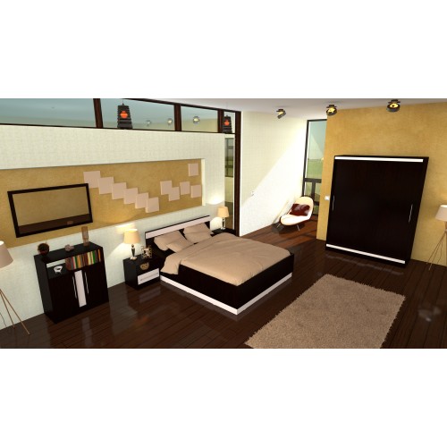 Dormitor Verona Wenge cu pat 160×200 cm 160x200