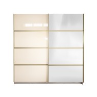 Gold Dulap 2000 Crem cu usi MDF Lucios si Oglinda + 2 Comode Gold Dulap 2000 Crem cu usi MDF Lucios si Oglinda + 2 Comode