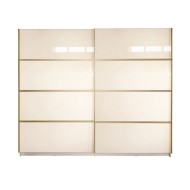 Gold Dulap 2500 Crem cu usi MDF Lucios + 2 Comode Gold Dulap 2500 Crem cu usi MDF Lucios + 2 Comode