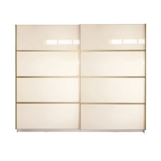 Gold Dulap 2500 Crem cu usi MDF Lucios + 2 Comode