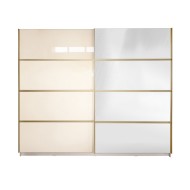Gold Dulap 2500 Crem cu usi MDF Lucios si Oglinda + 2 Comode Gold Dulap 2500 Crem cu usi MDF Lucios si Oglinda + 2 Comode