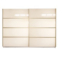 Gold Dulap 2800 Crem cu usi MDF Lucios + 2 Comode Gold Dulap 2800 Crem cu usi MDF Lucios + 2 Comode