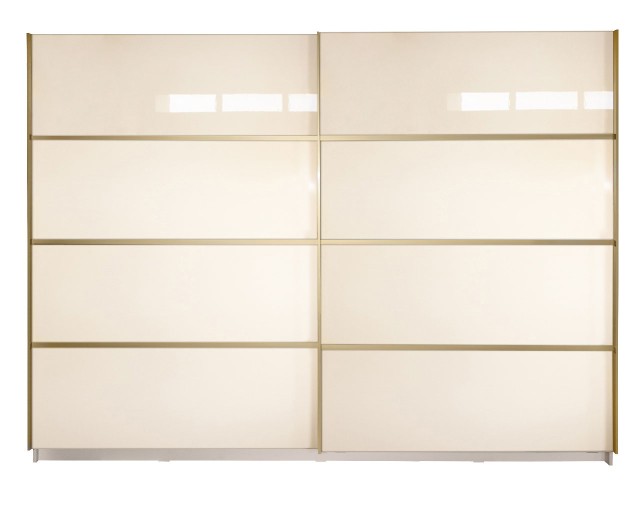 Gold Dulap 2800 Crem cu usi MDF Lucios + 1 Comoda