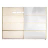 Gold Dulap 2800 Crem cu usi MDF Lucios si Oglinda + 1 Comoda Gold Dulap 2800 Crem cu usi MDF Lucios si Oglinda + 1 Comoda