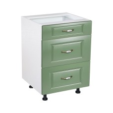 Corp inferior 60 cu 3 sertare metalice pentru greutate Zebra MDF Verde