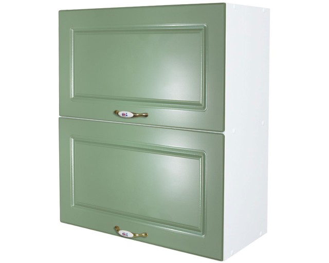 Corp superior 60 cu 2 usi orizontale Zebra MDF verde drept