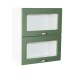 Corp superior vitrina 60 cu 2 usi orizontale Zebra MDF verde drept