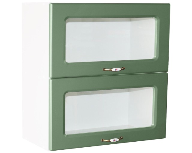 Corp superior vitrina 80 cu 2 usi orizontale Zebra MDF verde