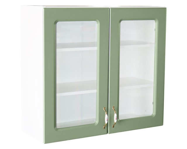 Corp superior vitrina 80 cu 2 usi Zebra MDF verde drept