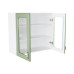 Corp superior vitrina 80 cu 2 usi Zebra MDF verde drept