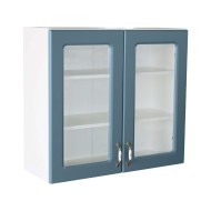 Corp superior vitrina 80 cu 2 usi Zebra MDF albastru drept Corp superior vitrina 80 cu 2 usi Zebra MDF albastru drept